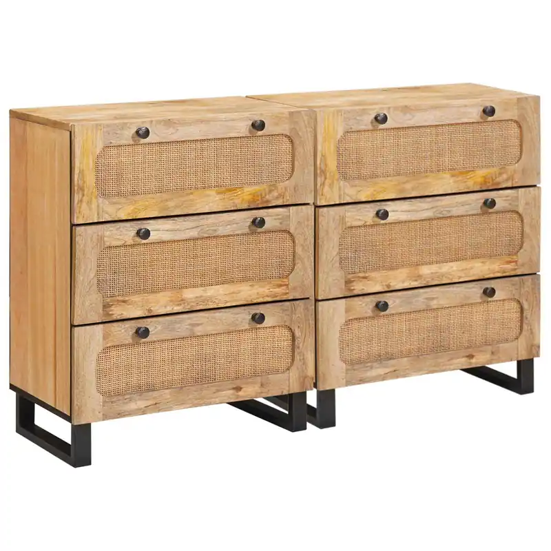 Echt vidaXL Sideboard 2 pcs Braun 60 x 33 x 75 cm Massivholz Mango