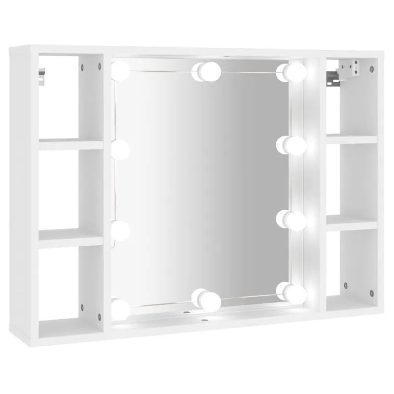 vidaXL Spiegelschrank mit LED Weiß 76x15x55 cm Neu