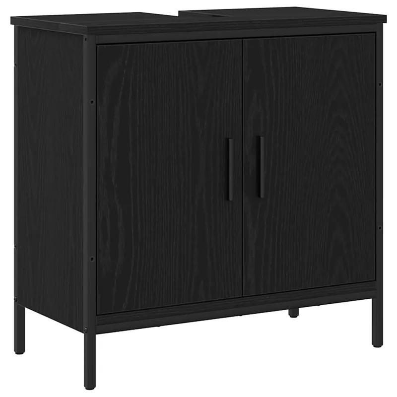 vidaXL Waschbeckenschrank mit Tür Schwarz Eichen-Optik 60 x 30 x 60 cm Markenprodukt
