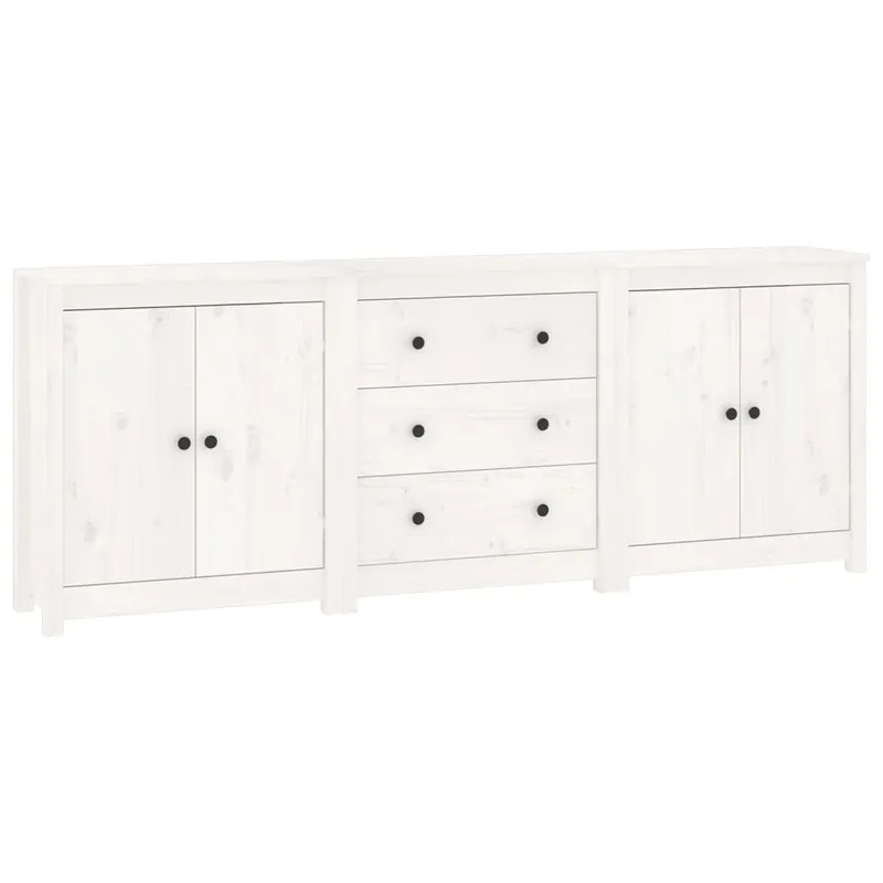 vidaXL Sideboard Weiß 210x35x80 cm Massivholz Kiefer Heißes Angebot