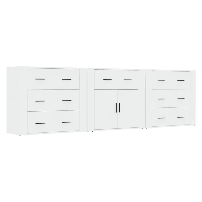 vidaXL Sideboards 3 Stk. Weiß Holzwerkstoff Heißes Angebot