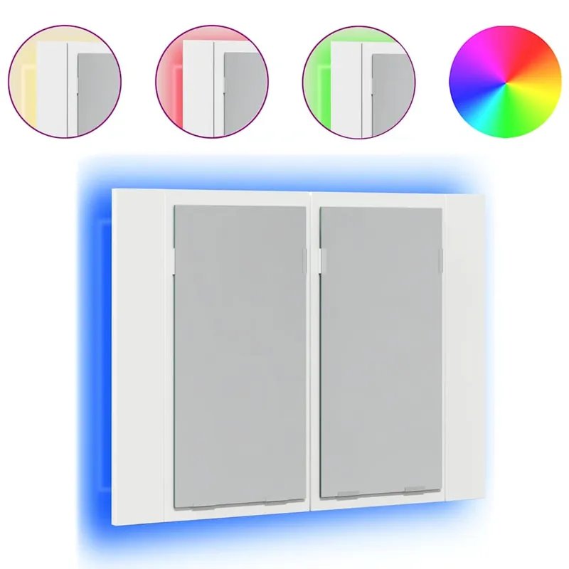 Expressversand vidaXL LED-Bad-Spiegelschrank Weiß 60x12x45 cm Acryl