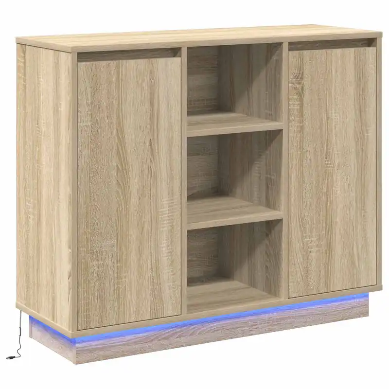 Direkt Vom Hersteller vidaXL LED-Sideboard Sonoma-Eiche 90 x 32 x 75 cm Holzwerkstoff
