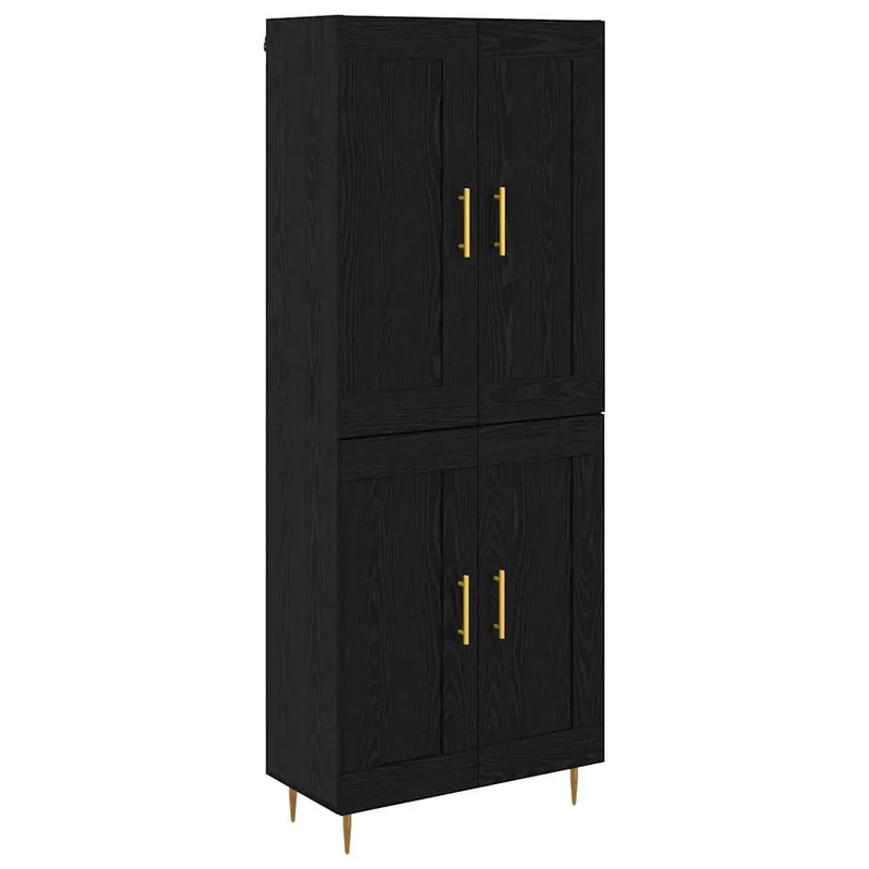 Angebot vidaXL Highboard Schwarz Eichen-Optik 69,5 x 34 x 180 cm Holzwerkstoff