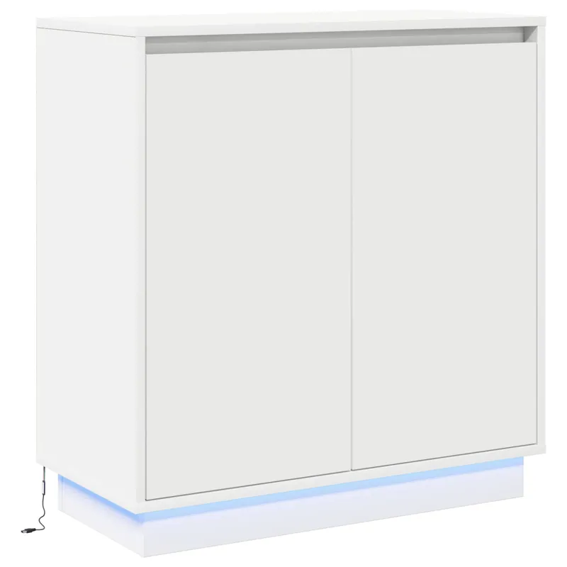 Günstig vidaXL LED-Sideboard mit Regal Weiß 71 x 34,5 x 75 cm Holzwerkstoff