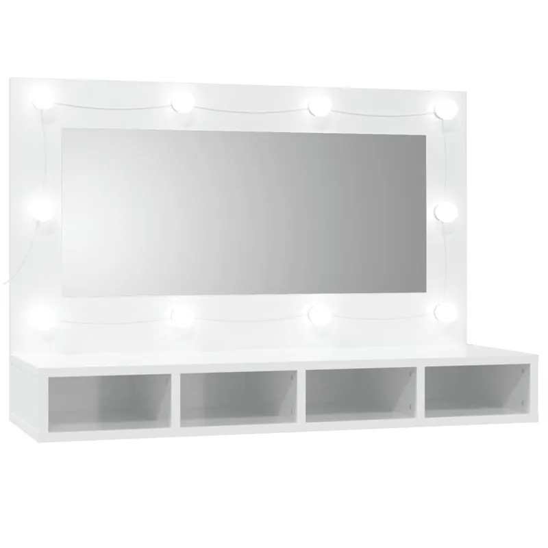 vidaXL Spiegelschrank mit LED Hochglanz-Weiß 90x31,5x62 cm Neuheit