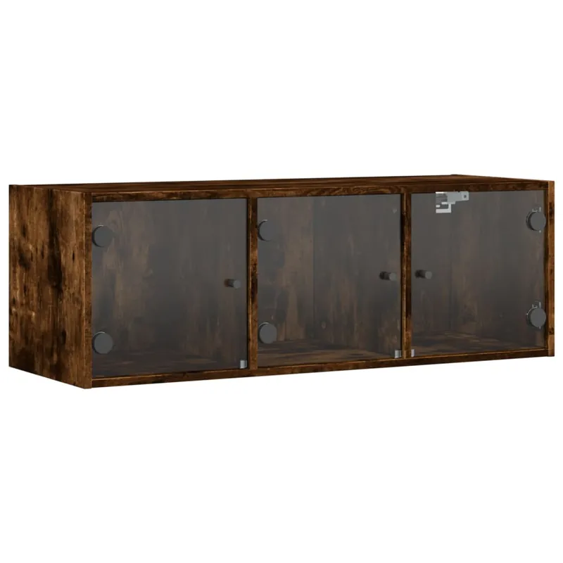 Beliebt vidaXL Wandschrank mit Glastüren Räuchereiche 102x37x35 cm