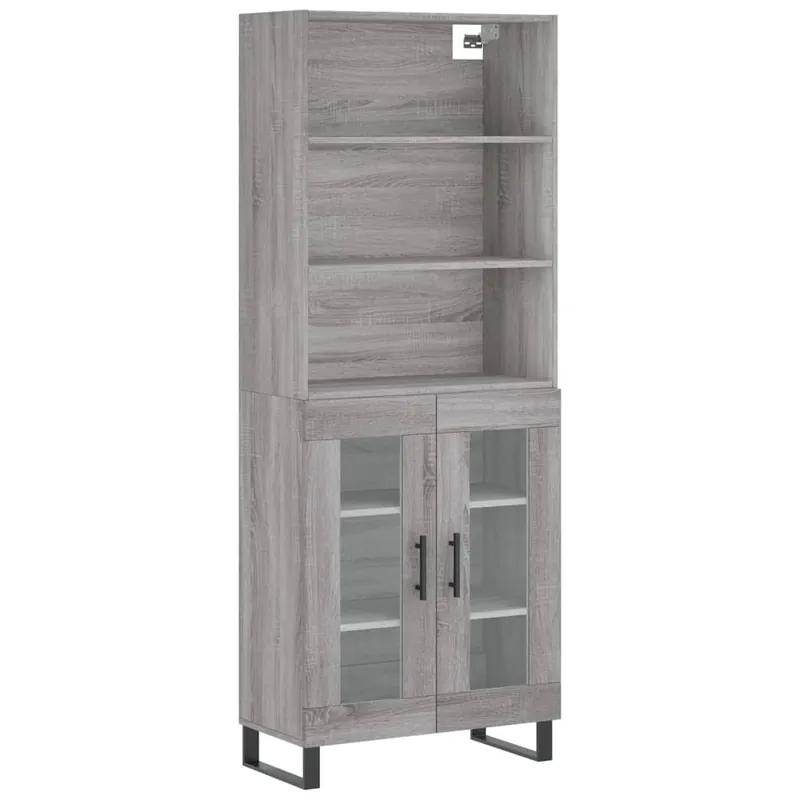 Echt vidaXL Highboard Grau Sonoma 69,5x34x180 cm Holzwerkstoff