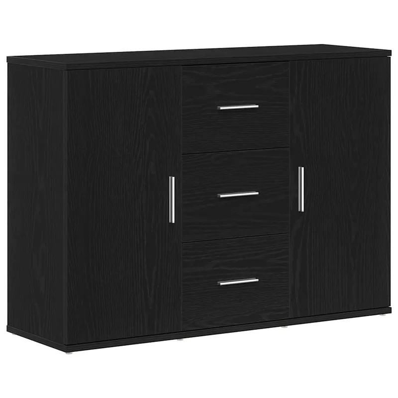vidaXL Sideboard Schwarz Eichen-Optik 91x29,5x65 cm Holzwerkstoff Neuheit