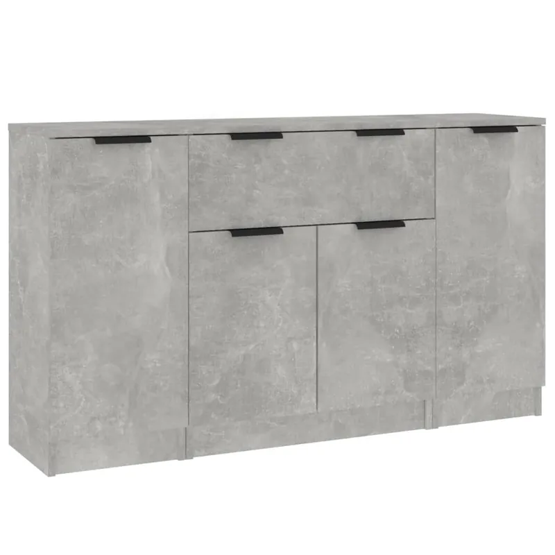 vidaXL Sideboards 3 Stk. Betongrau Holzwerkstoff Billig