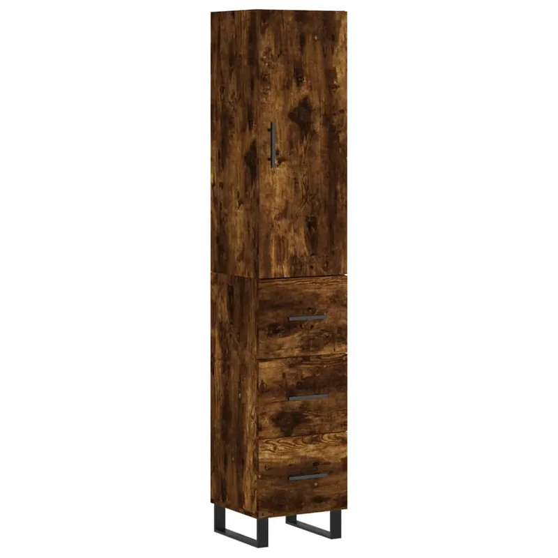 Ausverkauf vidaXL Highboard Räuchereiche 34,5x34x180 cm Holzwerkstoff