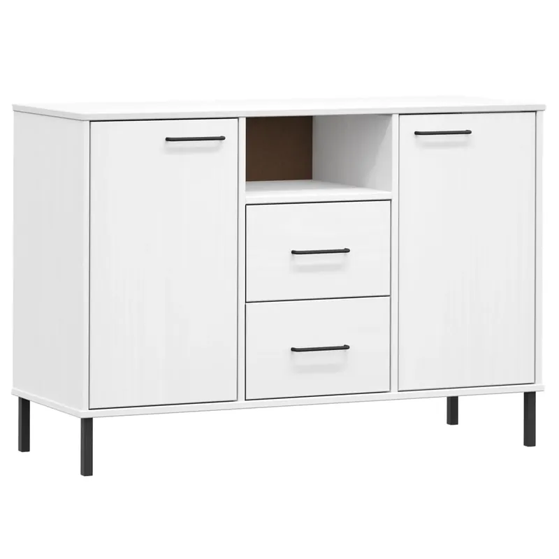 Bestseller vidaXL Sideboard OSLO mit Metallbeinen Weiß 113x40x77 cm Massivholz