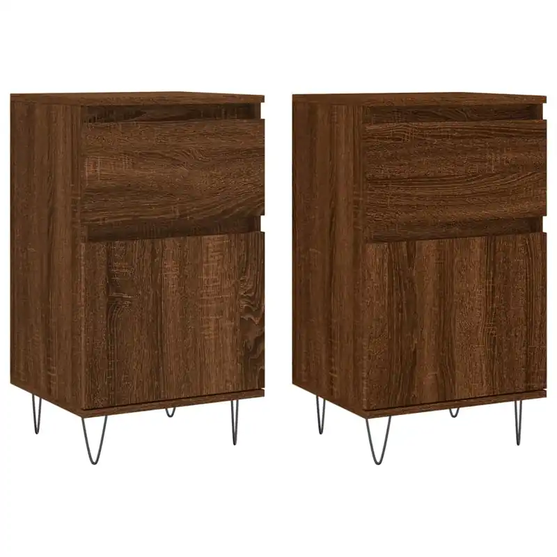 vidaXL Sideboards 2 Stk. Braun Eichen-Optik 40x35x70 cm Holzwerkstoff Sichere Zahlung