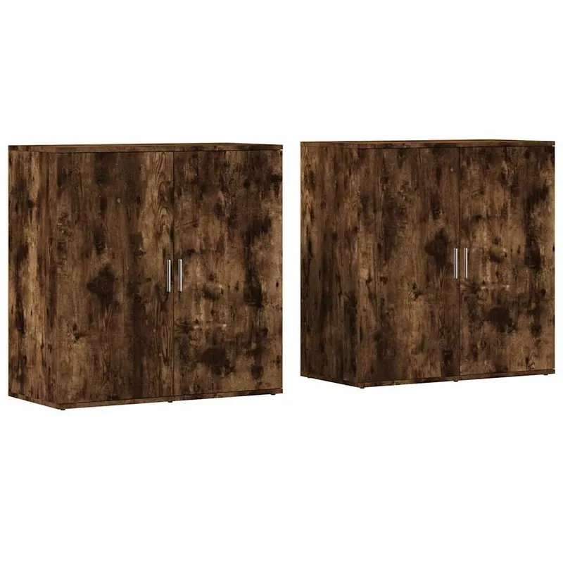 vidaXL Sideboards 2 Stk. Räuchereiche 79x38x80 cm Holzwerkstoff Preis Gesenkt