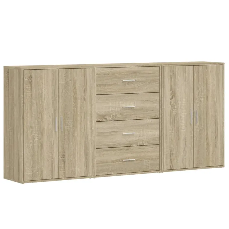 Echt vidaXL Sideboards 3 Stk. Sonoma-Eiche 60x31x84 cm Holzwerkstoff