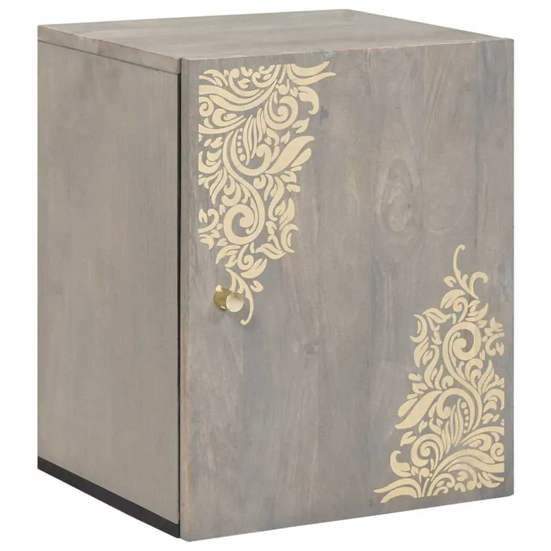 Ausverkauf vidaXL Wandschrank Wandmontiert Grau 38 x 33 x 48 cm Massivholz Mango