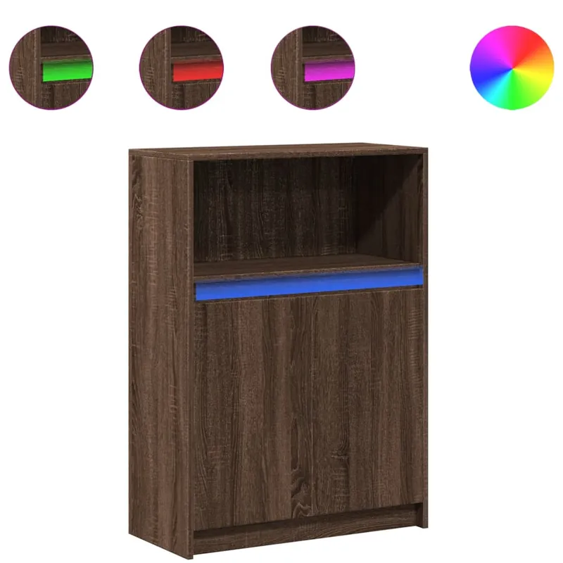 Gratis Versand vidaXL Sideboard mit LED Braun Eichen-Optik 72x34x100 cm Holzwerkstoff
