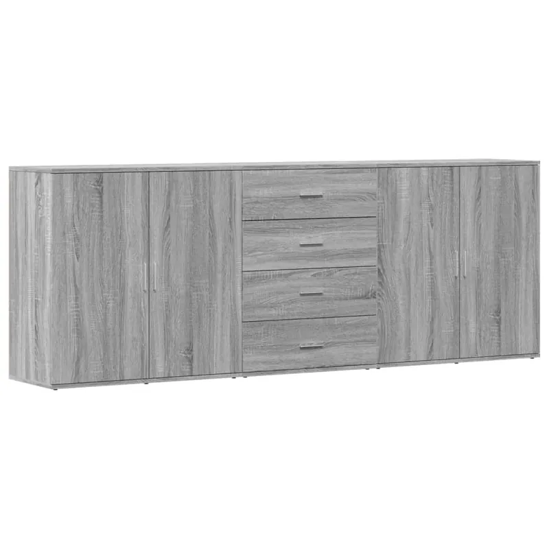 vidaXL Sideboards 3 Stk. Grau Sonoma Holzwerkstoff Neue Ware