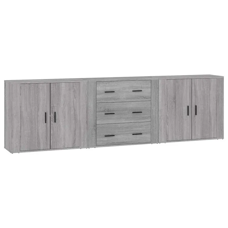 vidaXL Sideboards 3 Stk. Grau Sonoma Holzwerkstoff Sichere Zahlung