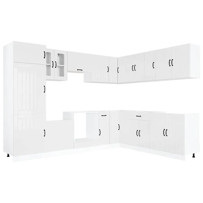 Bestseller vidaXL 14-tlg. Küchenschrank-Set Lucca Hochglanz-Weiß Holzwerkstoff