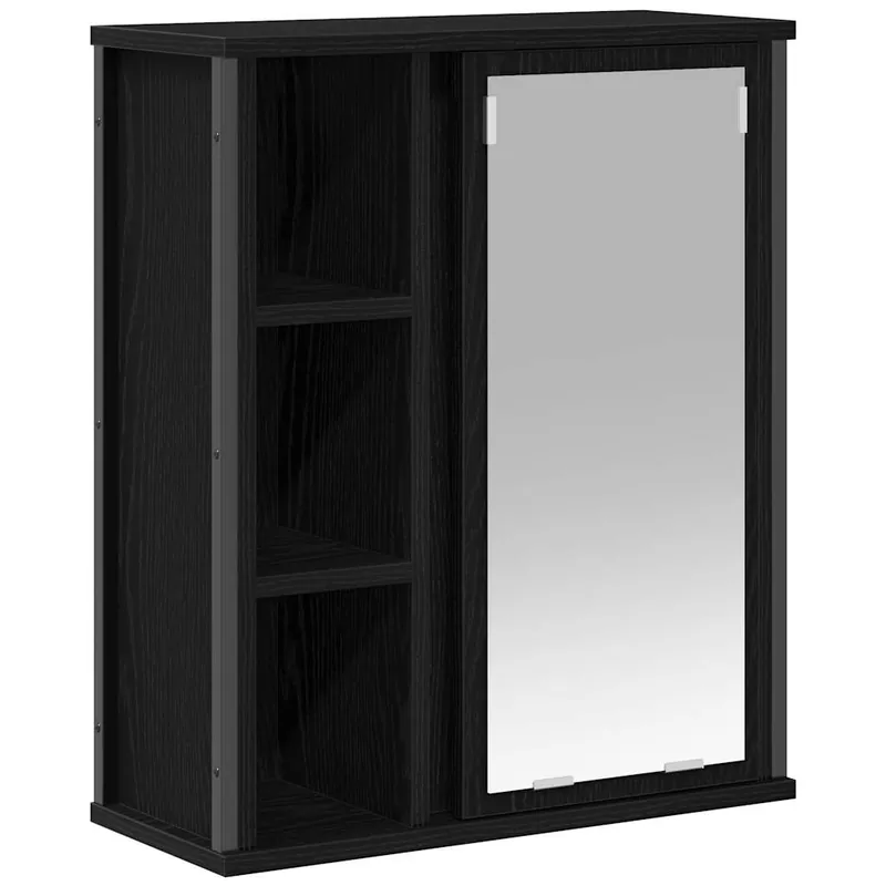 Bestpreis vidaXL Bad-Wandschrank mit Spiegel Schwarz Eichen-Optik 50x21x60 cm