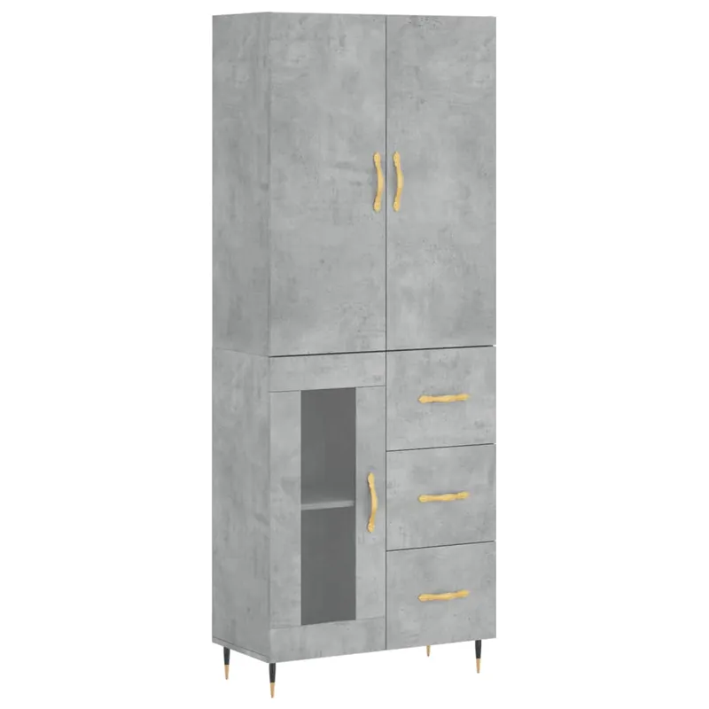 Günstig vidaXL Highboard Betongrau 69,5x34x180 cm Holzwerkstoff