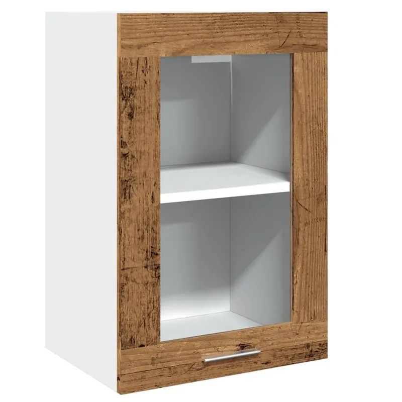 Expressversand vidaXL Hängeschrank Lyon Glas Altholz-Optik 40x31x60 cm Holzwerkstoff