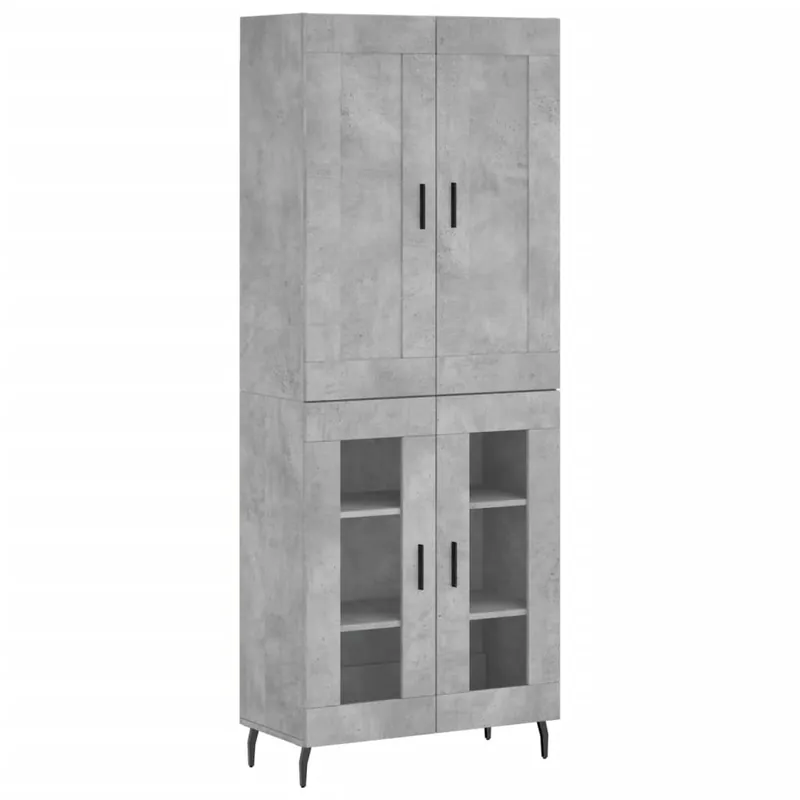Günstig vidaXL Highboard Betongrau 69,5x34x180 cm Holzwerkstoff