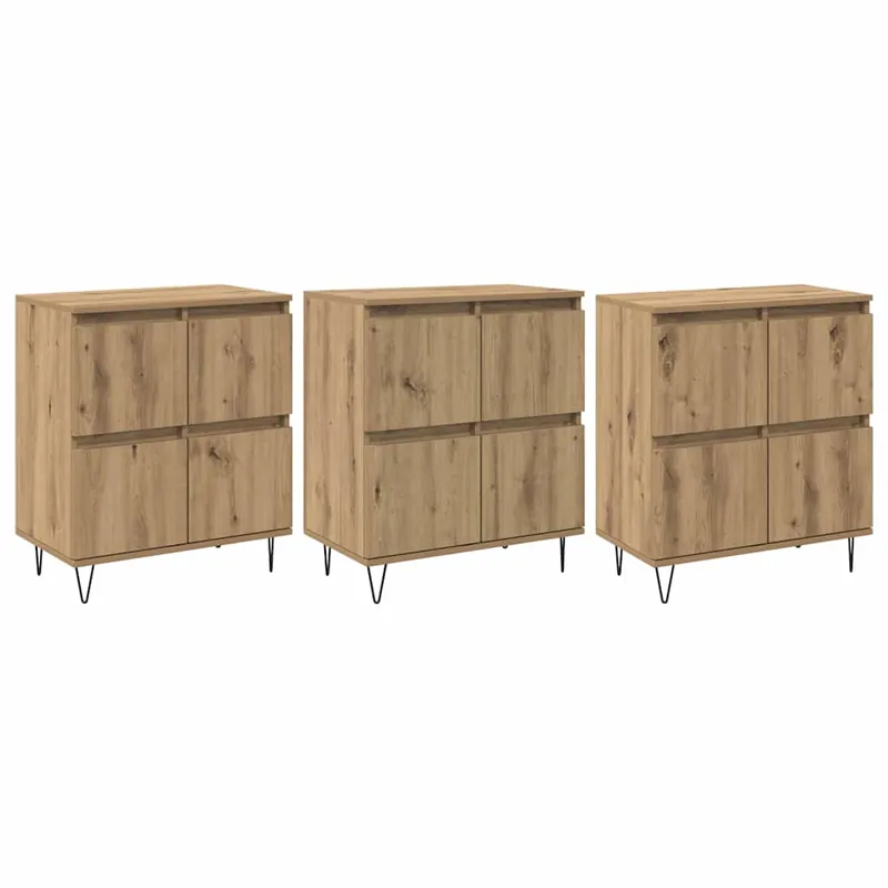 vidaXL Sideboards 3 pcs Artisan-Eiche 180 x 35 x 70 cm Holzwerkstoff Kostenfreie Lieferung