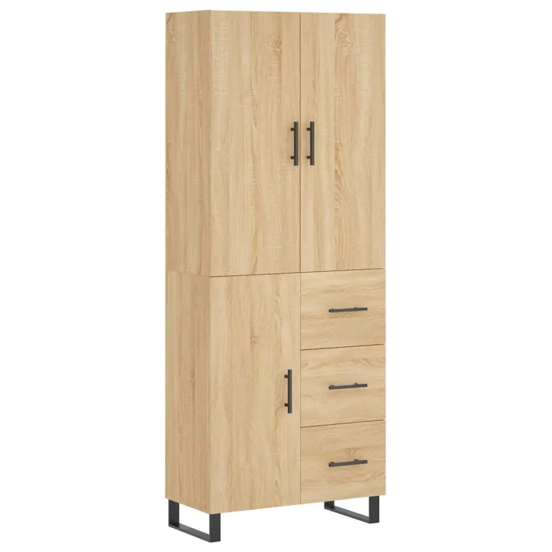 Geprüft vidaXL Highboard Sonoma-Eiche 69,5x34x180 cm Holzwerkstoff
