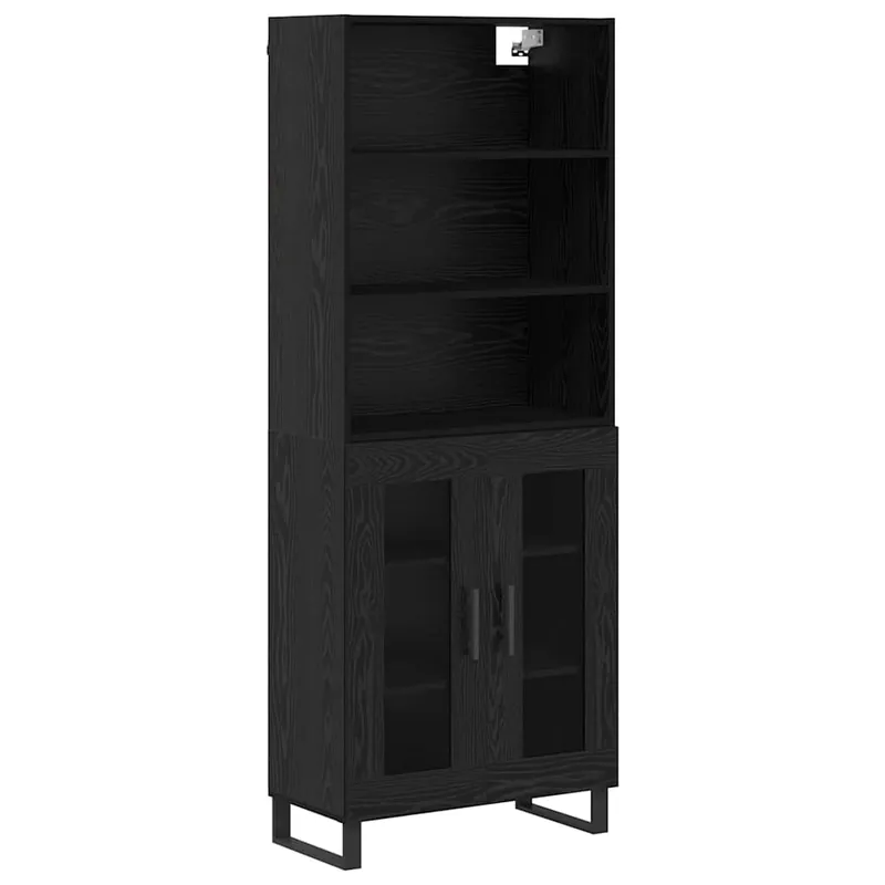 Garantierte Lieferung vidaXL Highboard Schwarz Eichen-Optik 69,5 x 34 x 180 cm Holzwerkstoff