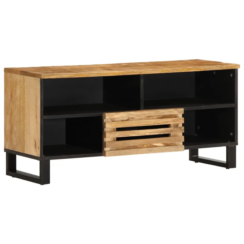 vidaXL TV-Schrank 100x34x46 cm Raues Massives Mangoholz Sonderangebot