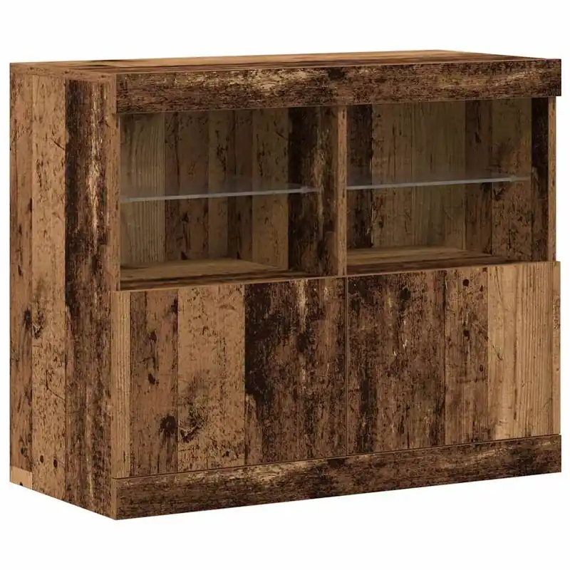 Billig vidaXL LED-Sideboard Braun 81 x 37 x 66,5 cm Holzwerkstoff