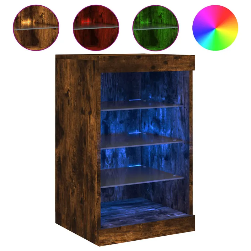 Wochenendangebot vidaXL Sideboard mit LED-Leuchten Räuchereiche 41x37x67 cm