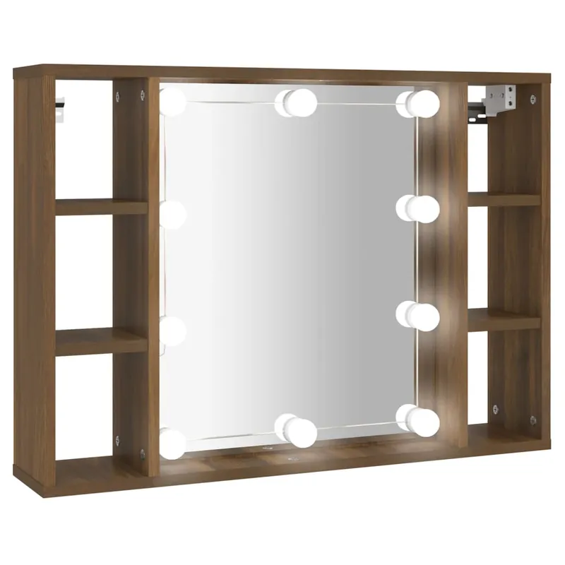 Direktkauf vidaXL Spiegelschrank mit LED Braun Eichen-Optik 76x15x55 cm