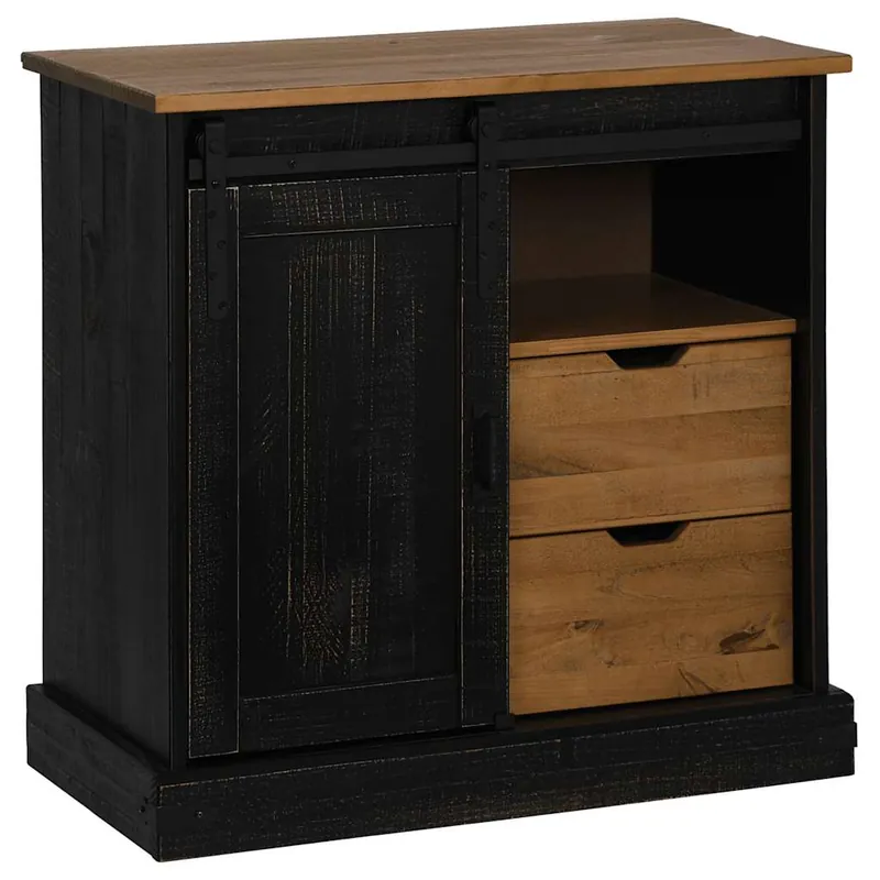Direkt Vom Hersteller vidaXL Sideboard HALDEN mit Schiebetür Schwarz 80x40x80 cm Massivholz