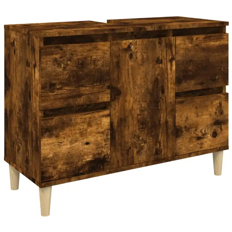 vidaXL Waschbeckenunterschrank Räuchereiche 80x33x60 cm Holzwerkstoff Highlight