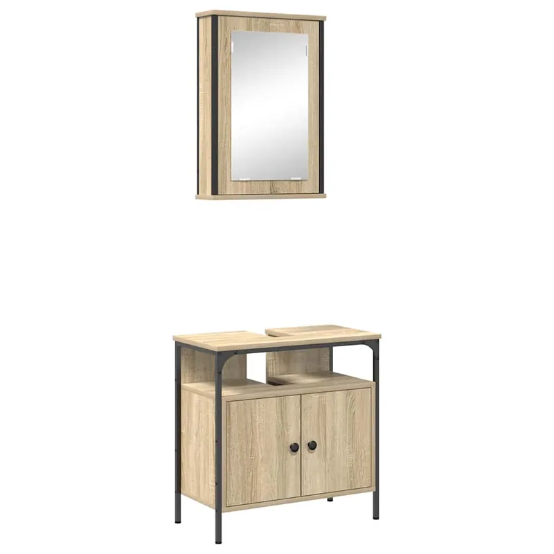 Bestseller vidaXL Badezimmermöbel-Set mit Regal mit Tür 2 pcs Braun Holzwerkstoff