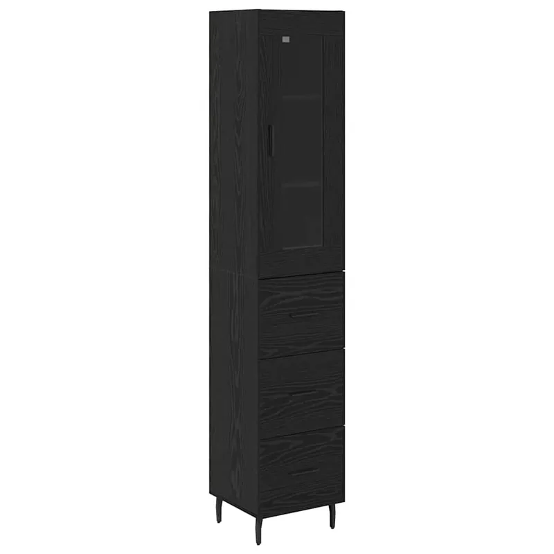 Direkt Vom Hersteller vidaXL Highboard Schwarz Eichen-Optik 34,5 x 34 x 180 cm Holzwerkstoff