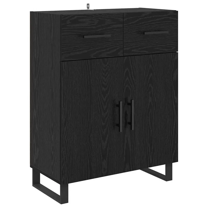 vidaXL Sideboard Schwarz Eichen-Optik 69,5 x 34 x 90 cm Holzwerkstoff Online Kaufen