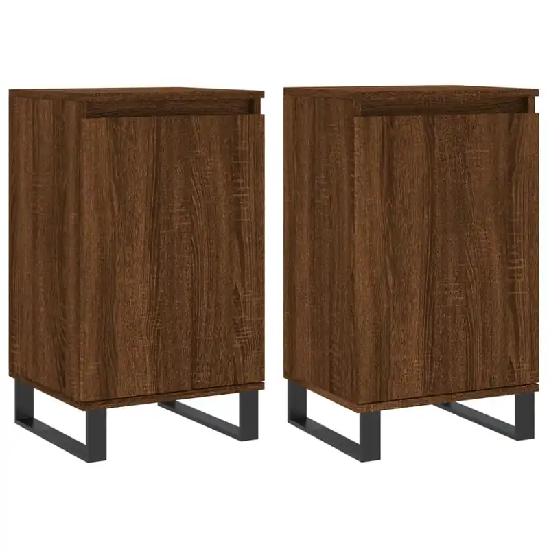 Garantierte Lieferung vidaXL Sideboards 2 Stk. Braun Eichen-Optik 40x35x70 cm Holzwerkstoff