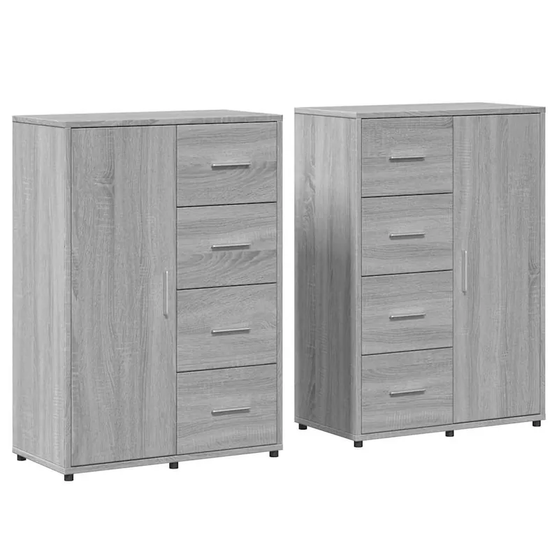 vidaXL Sideboards 2 Stk. Grau Sonoma 60x31x84 cm Holzwerkstoff Versand Am Gleichen Tag