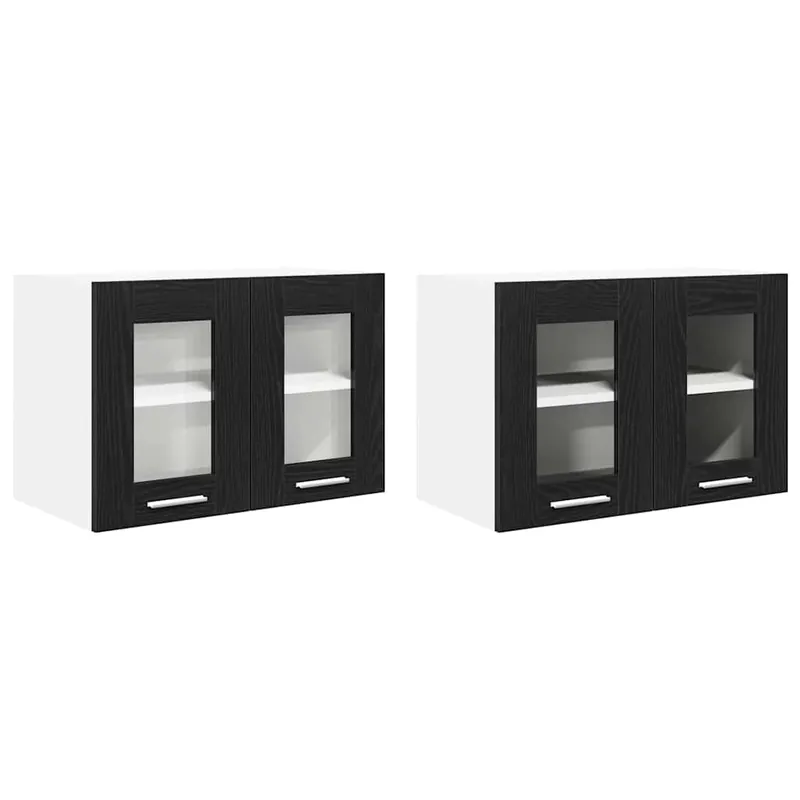 Finale Aktion vidaXL Hängeschrank mit Tür 2 pcs Schwarz Eichen-Optik 60 x 31 x 40 cm