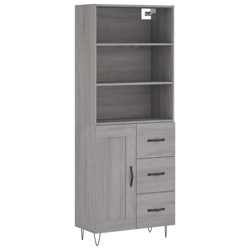 Abverkauf vidaXL Highboard Grau Sonoma 69,5x34x180 cm Holzwerkstoff