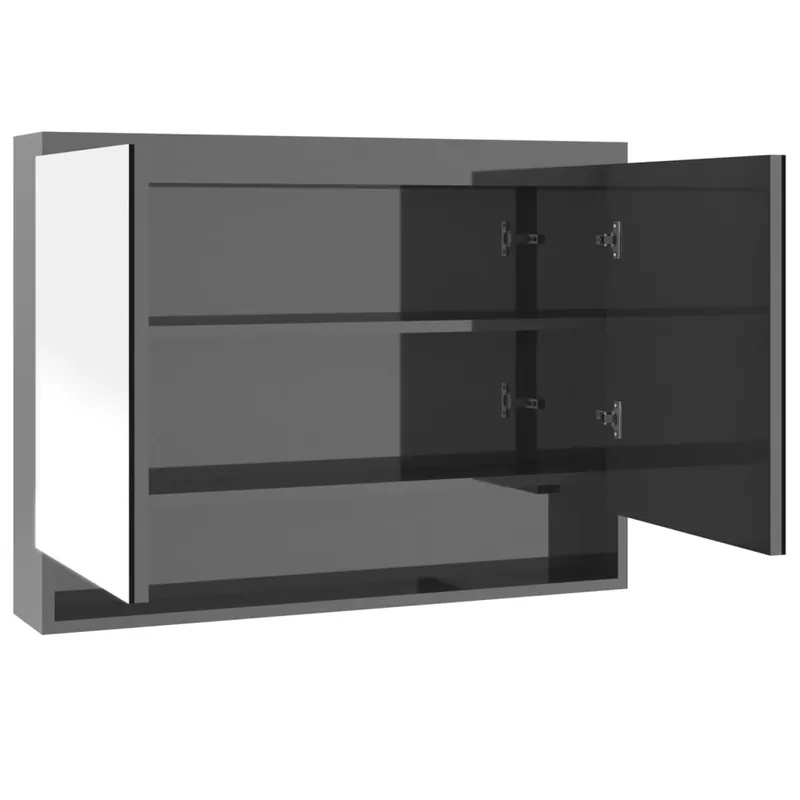 vidaXL Spiegelschrank fürs Bad 80x15x60 cm MDF Glänzend Grau Mega-Angebot