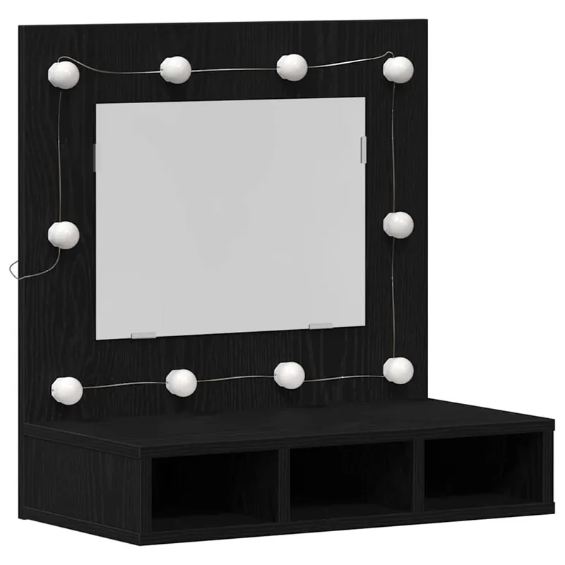 vidaXL Spiegelschrank mit Regal Schwarz Eichen-Optik 60 x 31,5 x 62 cm Günstig