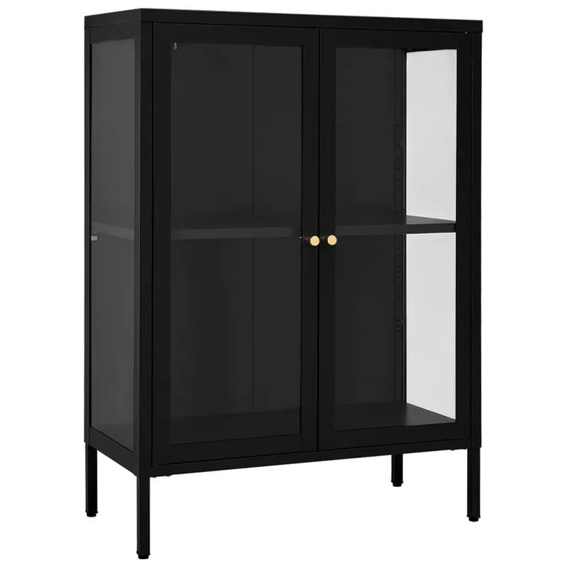 vidaXL Sideboard Schwarz 75x35x105 cm Stahl und Glas Knallerangebot