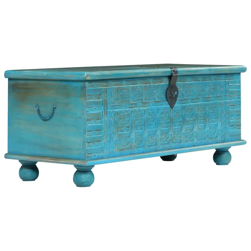 Beliebt vidaXL Aufbewahrungstruhe Massivholz Mango Blau 100x40x41 cm
