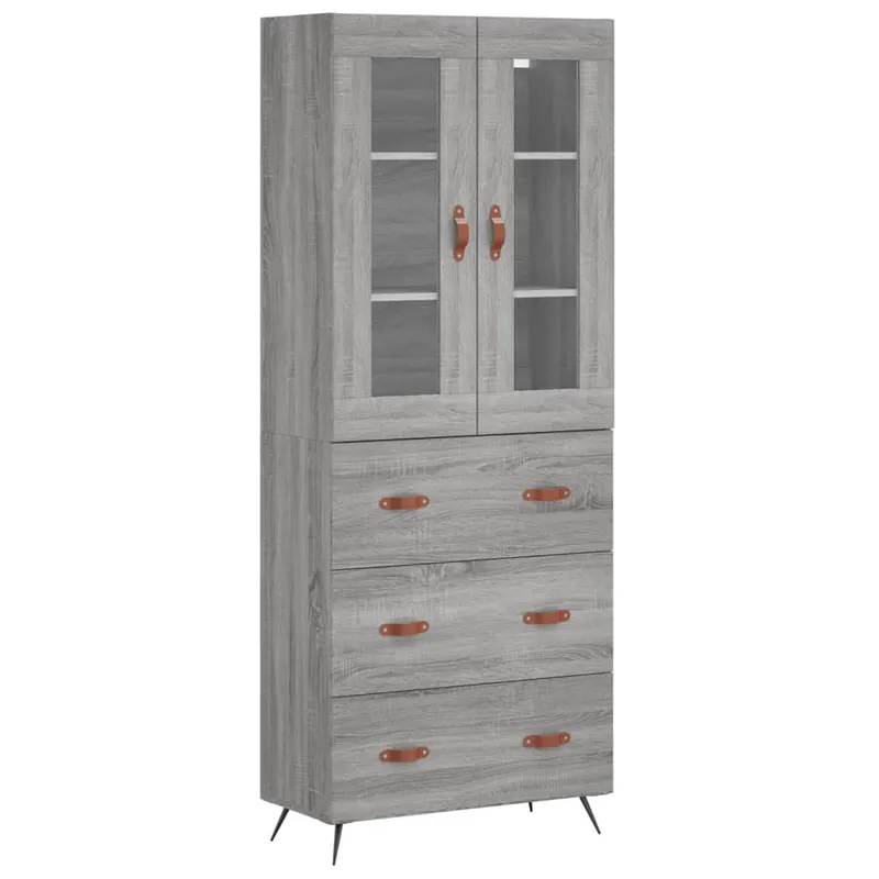 Heißes Angebot vidaXL Highboard Grau Sonoma 69,5x34x180 cm Holzwerkstoff