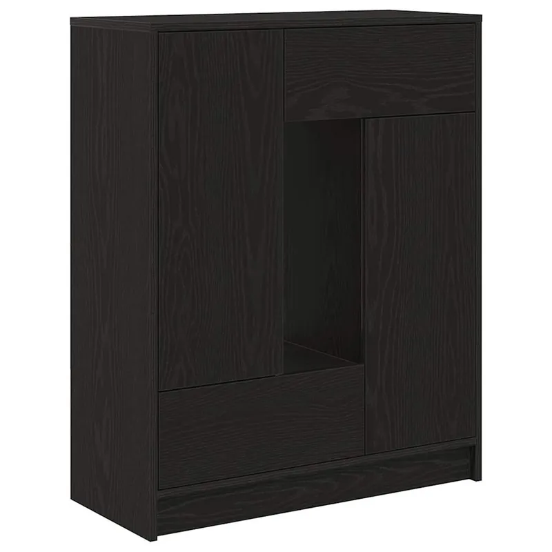 Echt vidaXL Sideboard mit Schubladen Türen Schwarz Eichen-Optik 73x31x90 cm